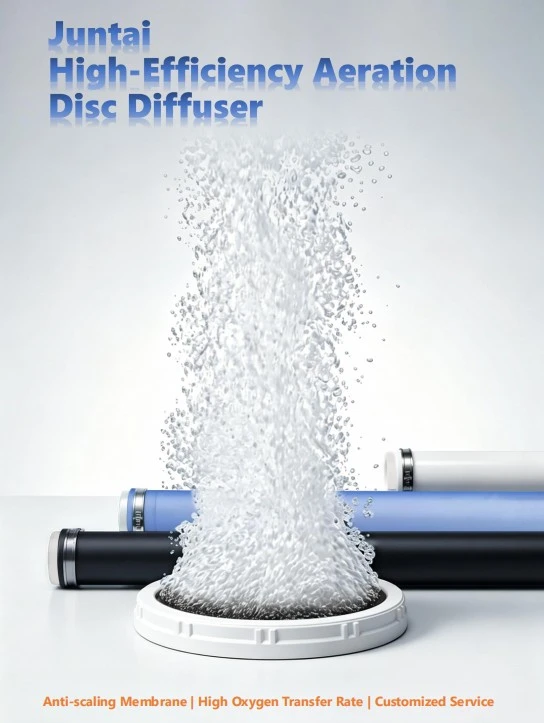 Disc diffuser aeration system in wastewater treatment basin Disc diffuser aeration system in wastewater treatment basin