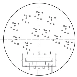 Layout plan of SBR plus MBBR reactor retrofit showing mixer and retention screen placement Layout plan of SBR plus MBBR reactor retrofit showing mixer and retention screen placement